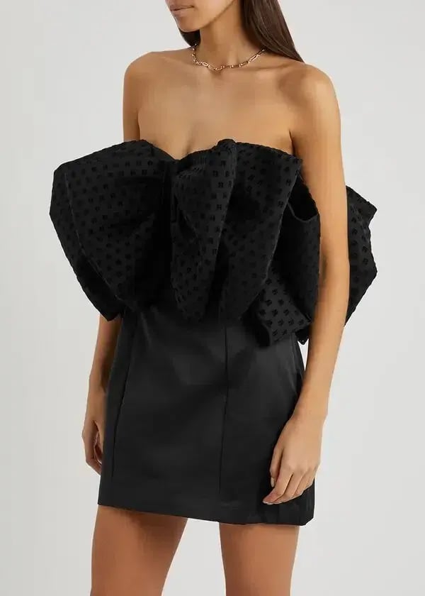 Rotate By Birger Christensen Natalie Bow Dress Black Size 8 photo 2
