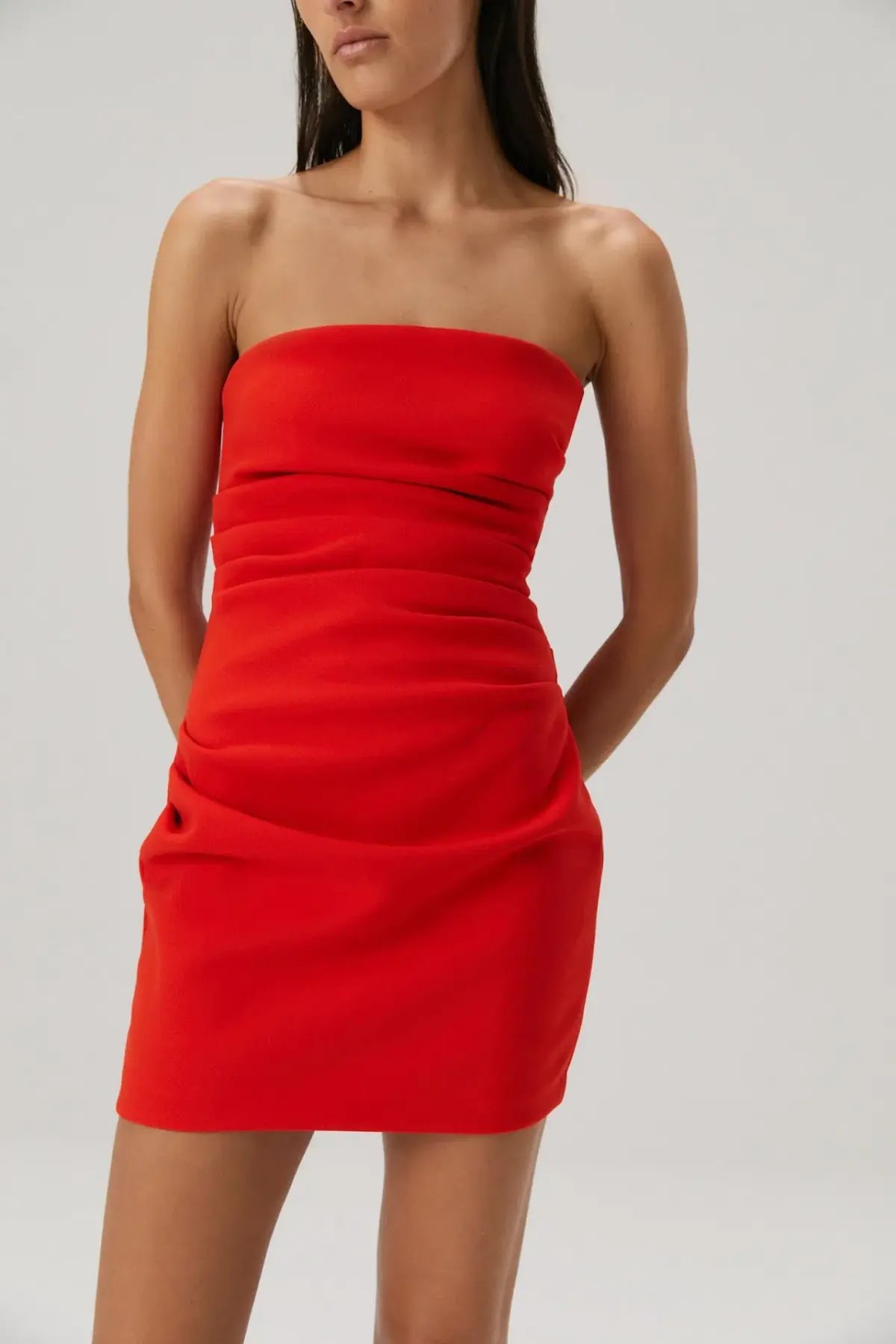 MISHA Alston Crepe Mini Dress Flame Red Size 8/S photo 2