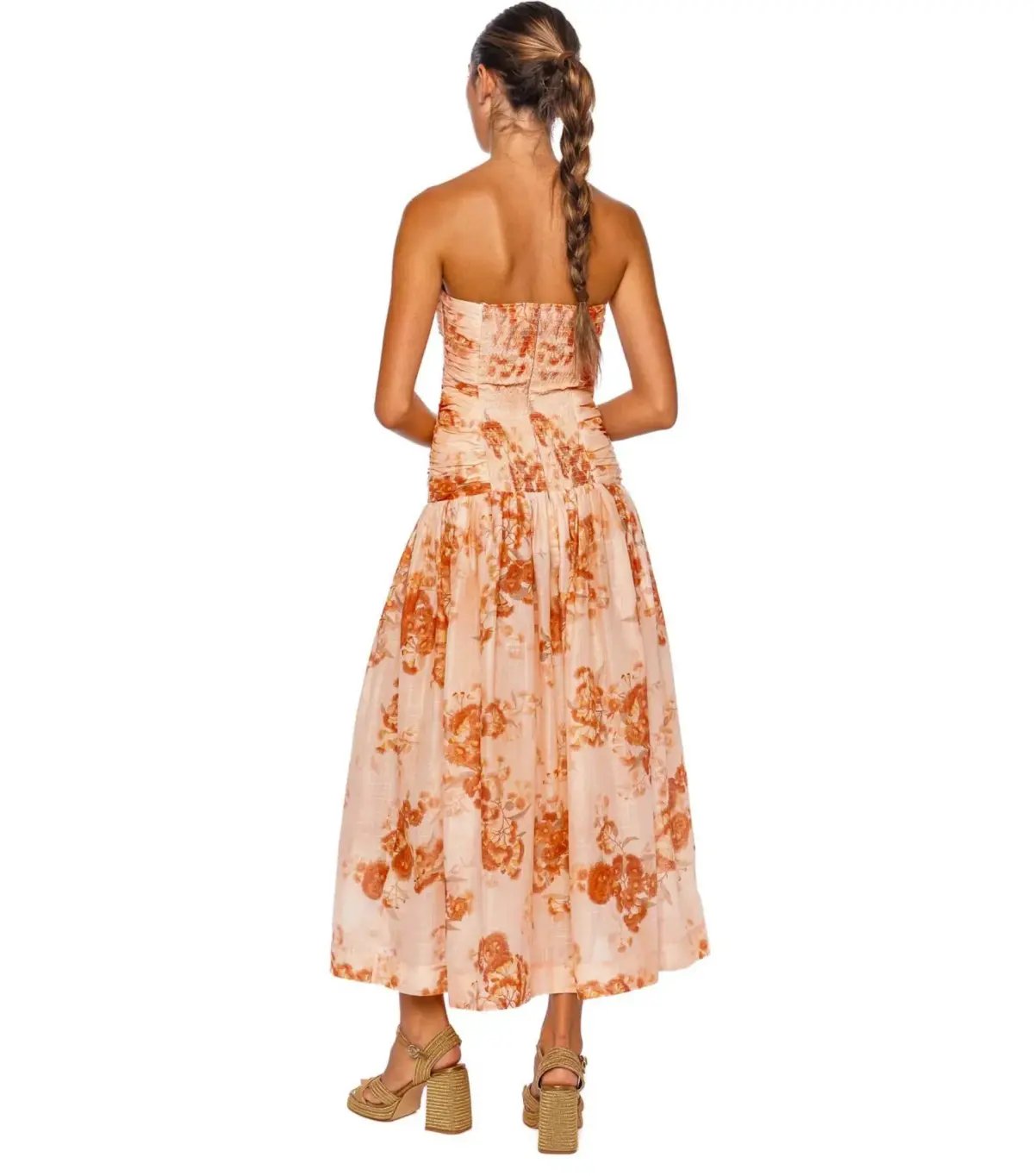 Zimmermann Cascadian Strapless Midi Dress Red Botanical Floral Size 1 / AU 10 photo 3