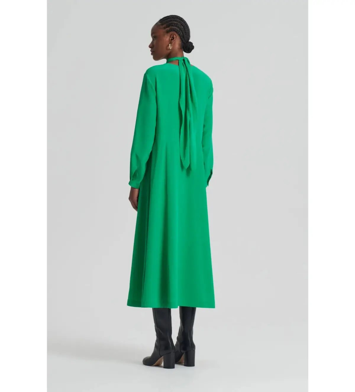Scanlan Theodore Silk Drape Neck Midi Dress Emerald Size AU 6 photo 3