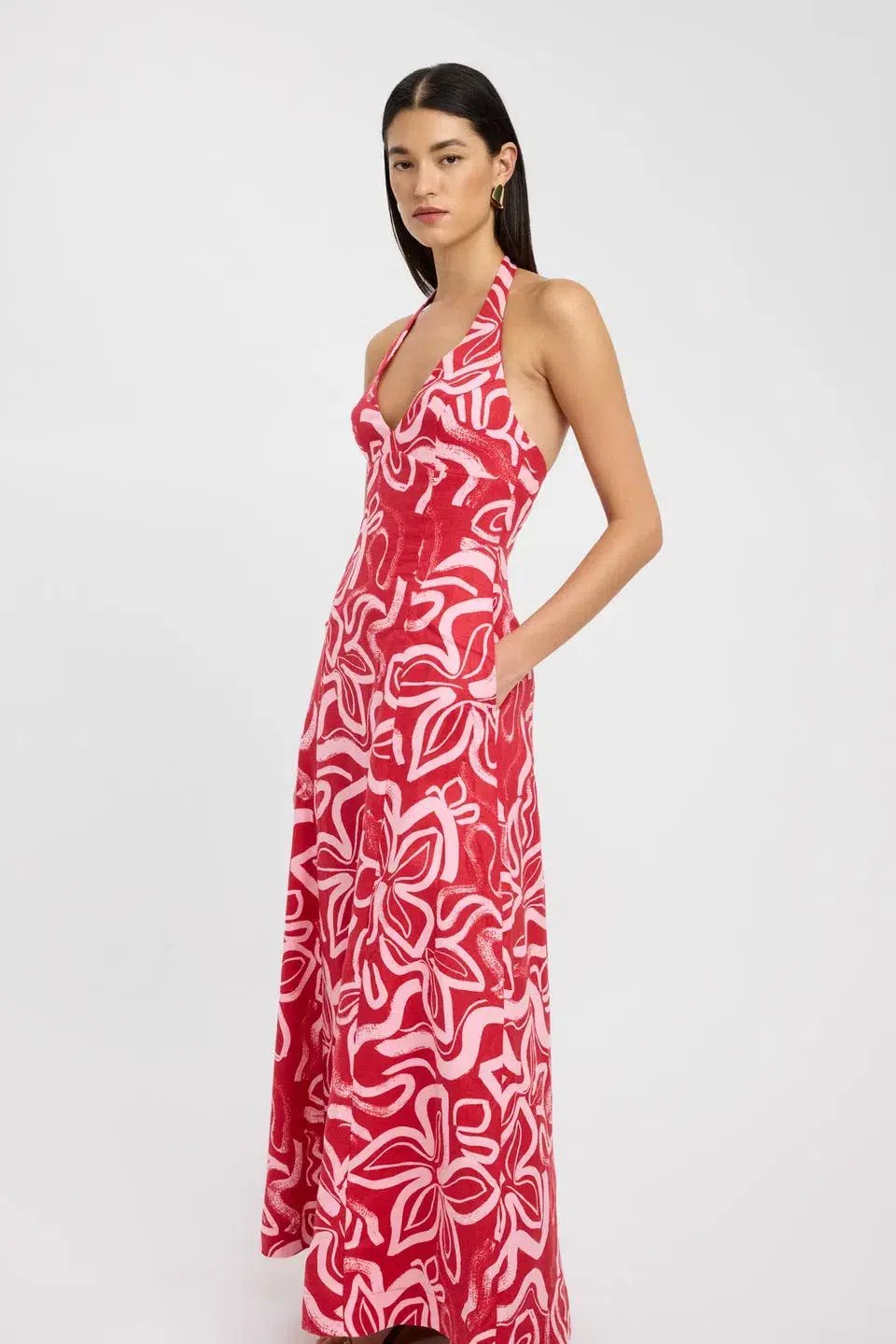 Kookai Soley Halter Maxi Dress Print Size 8 photo 2