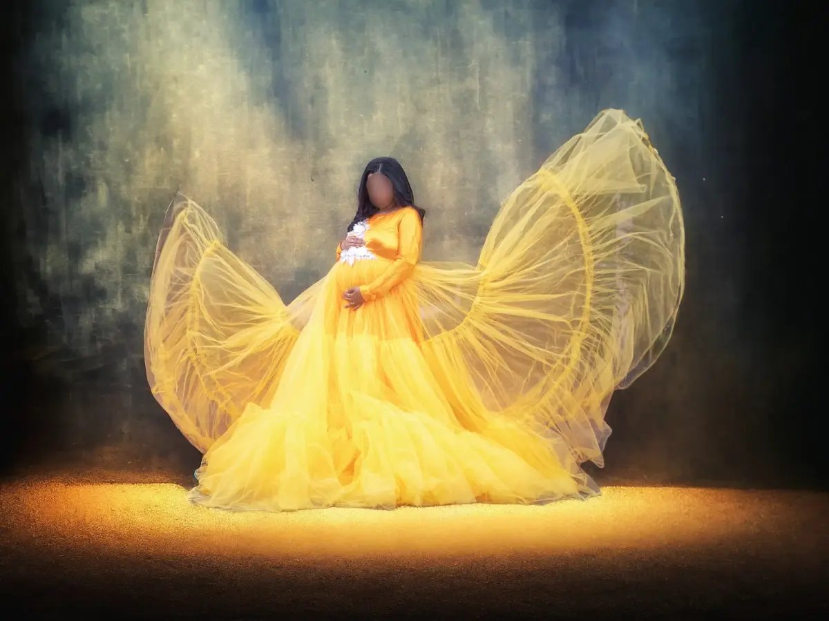 Custom Maternity Dress Yellow Size 14 photo 2