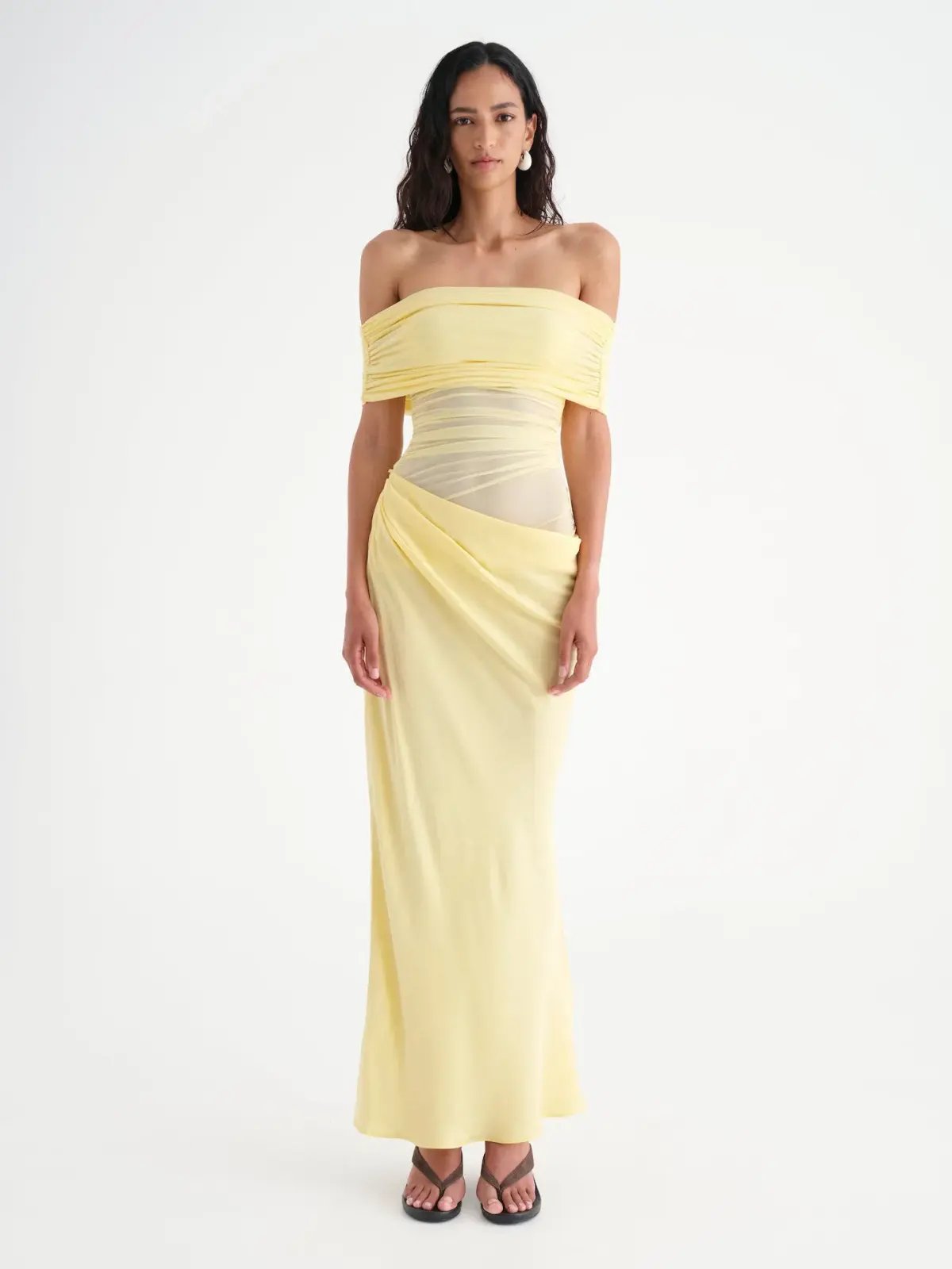 Benni Nico Off Shoulder Maxi Dress in Butter Yellow Size 10 photo 2