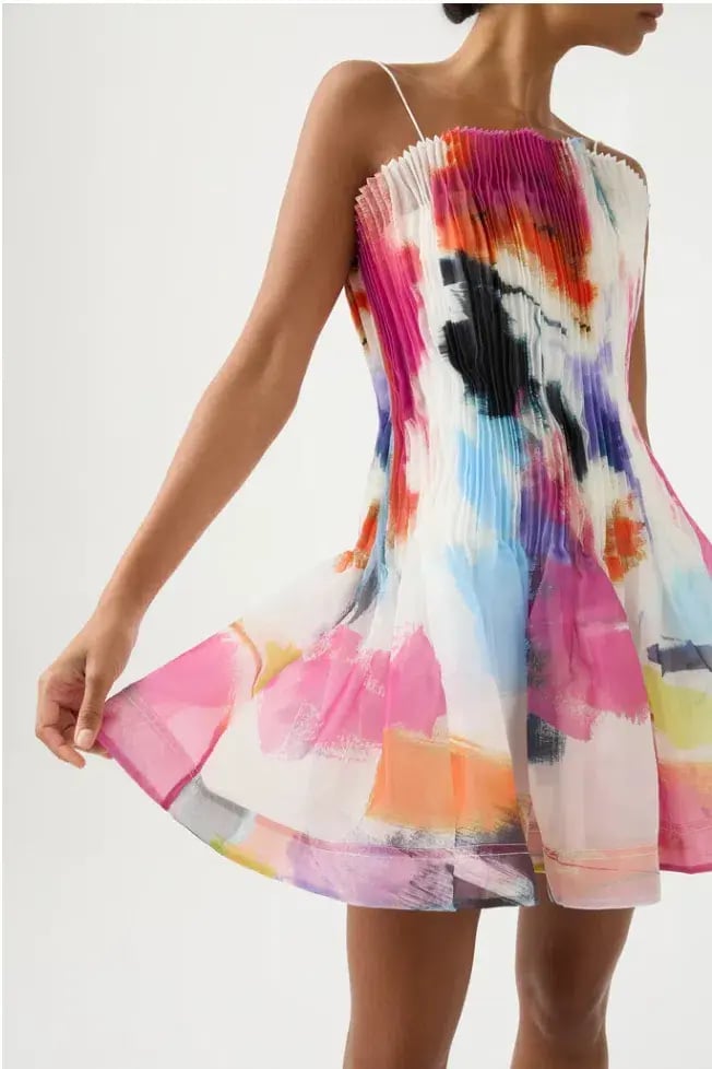 Aje Celestial Pleated Mini Dress Multi Size 8 / S photo 2