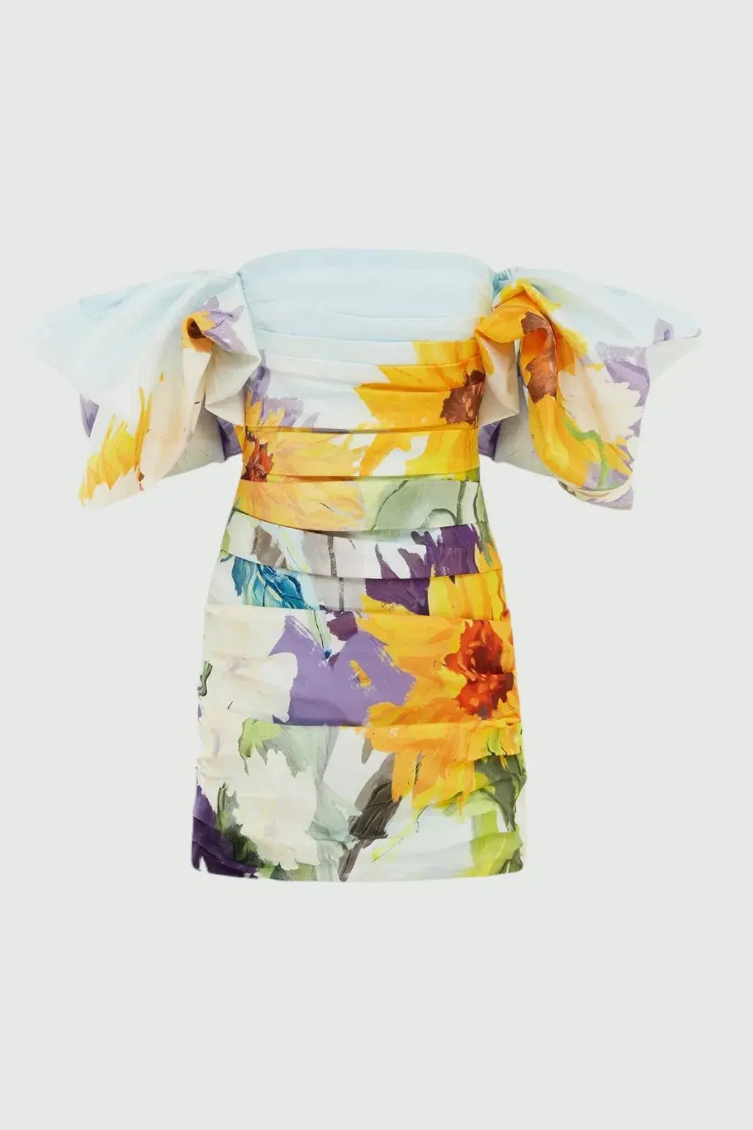 Leo Lin Brenda Sunflower Puffy Sleeve Mini Dress Sunflower Print in Landscape Size 6 photo 4