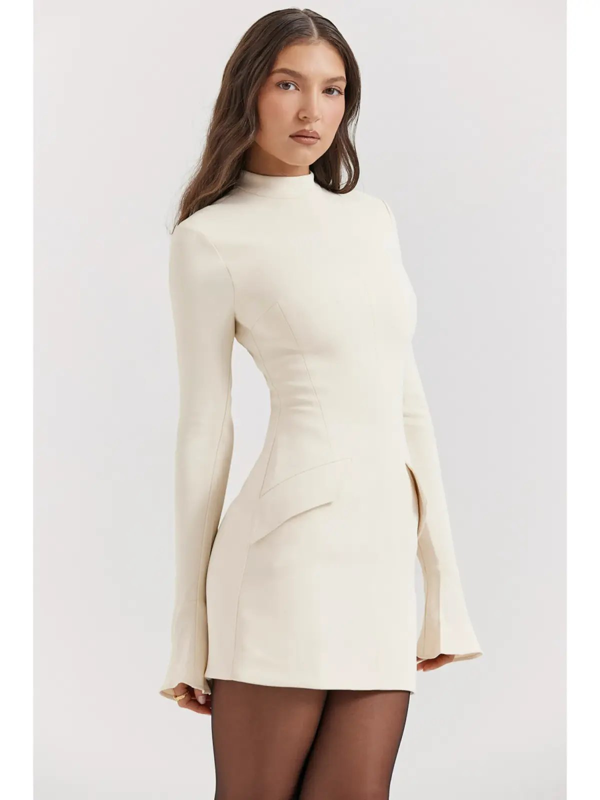House Of CB Mahalia Vintage Mini Dress Cream Size L / AU 12 photo 3