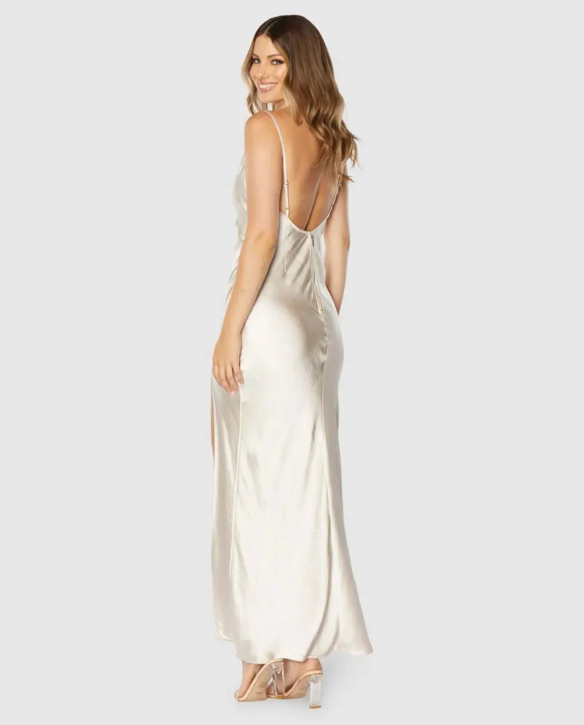 Azzurielle Zola Slip Dress Oyster Champagne Size 10 photo 4