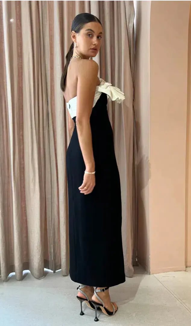 Rachel Gilbert Lavina Midi Dress Black/Ivory Size AU 8 photo 3