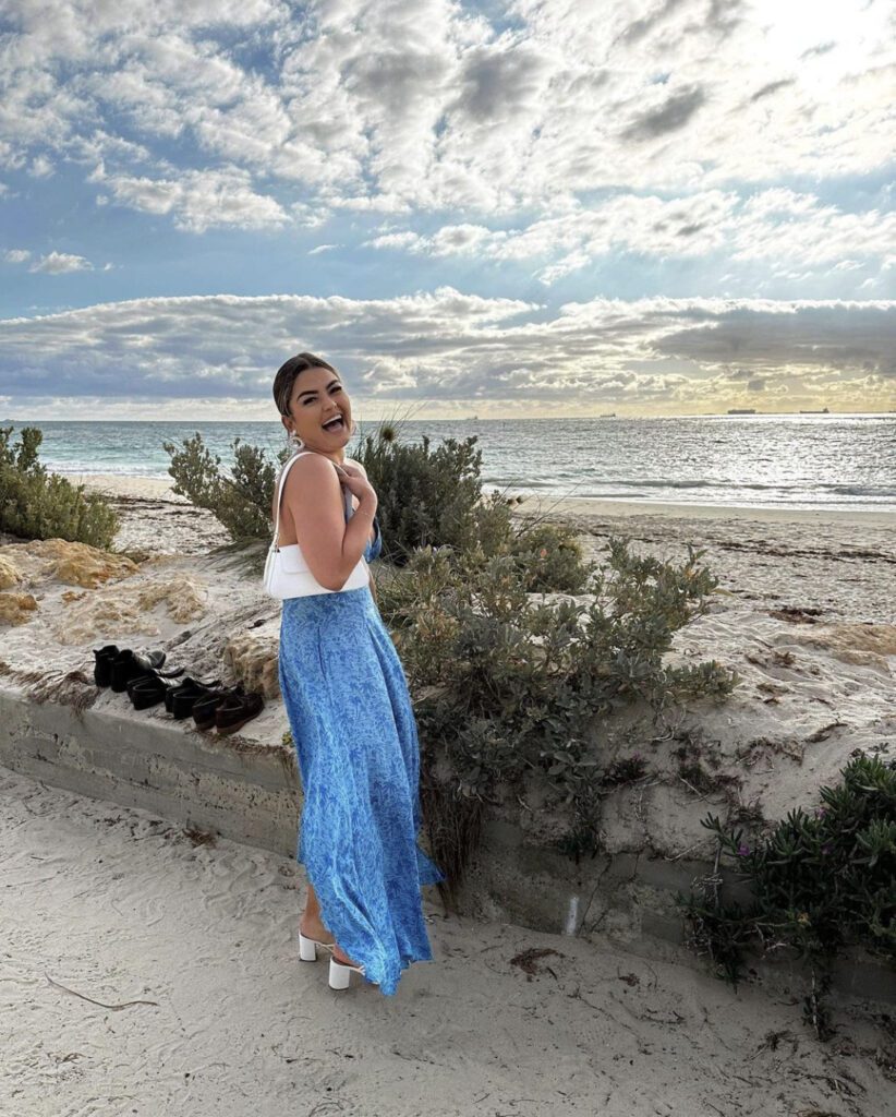 Scanlan Theodore Silk Tropical Strappy Dress Azure photo 2