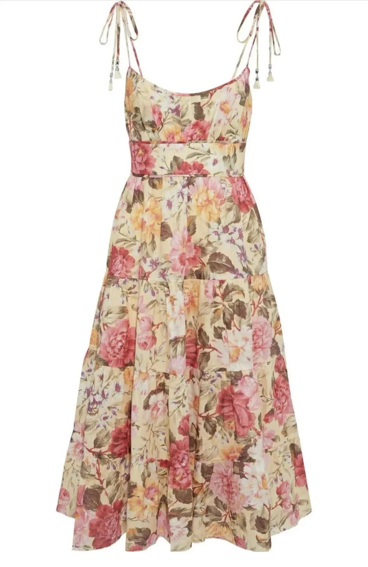 Zimmermann Honour Tie Shoulder Dress Midi Floral Size 1 / Au 10 photo 4