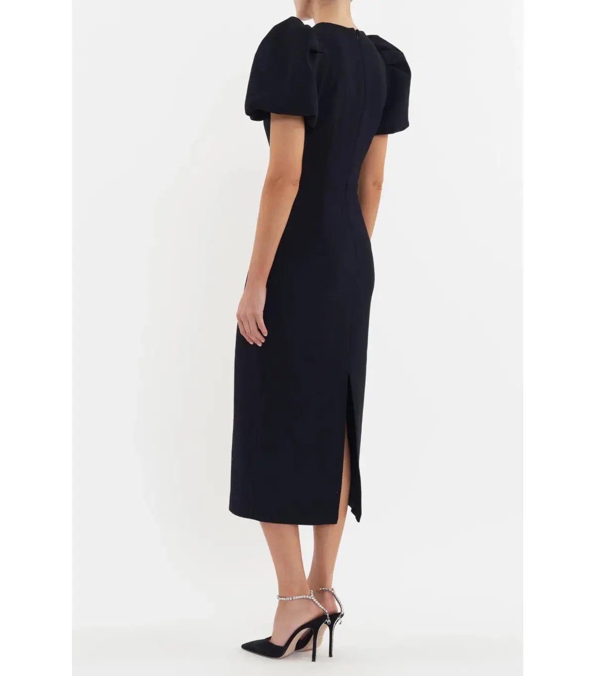 Rebecca Vallance Eliana Puff Sleeve Midi Dress Black Size AU 12 photo 4