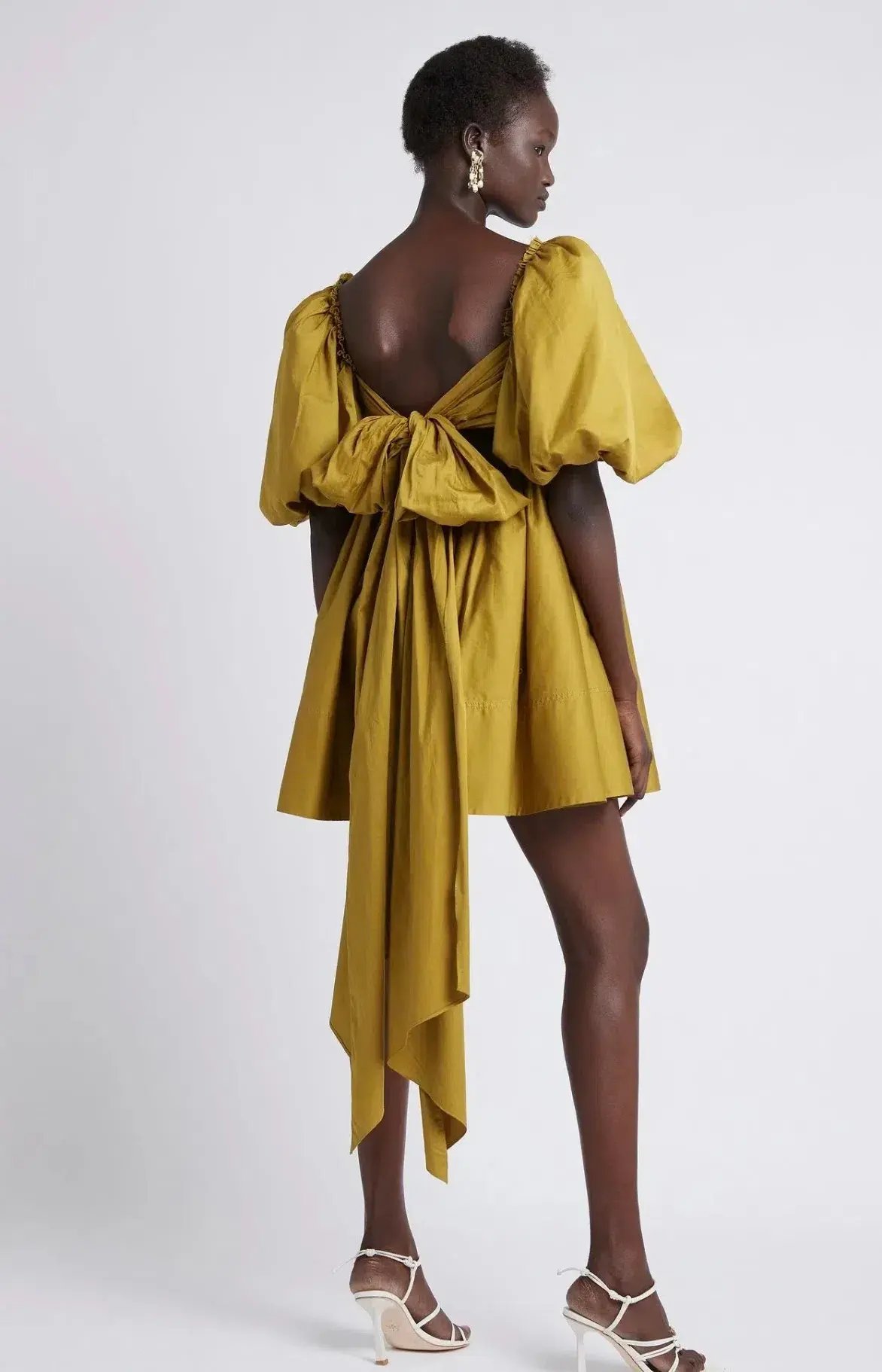 Aje Casabianca Puff Sleeve Mini Dress Olive Green Size 8 photo 2