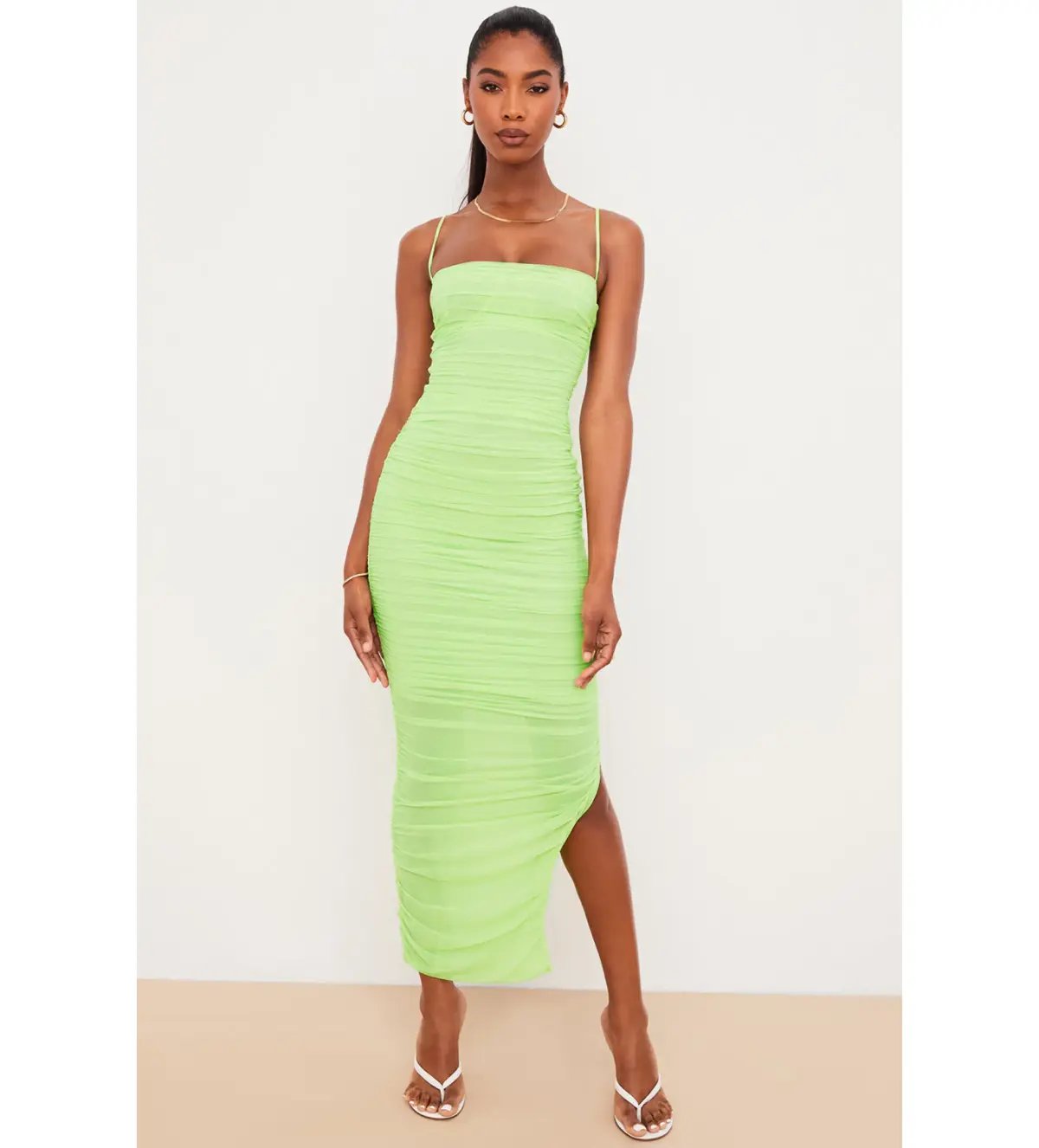 House of CB Fornarina Organza Mesh Maxi Dress  Lime Size 10 photo 2