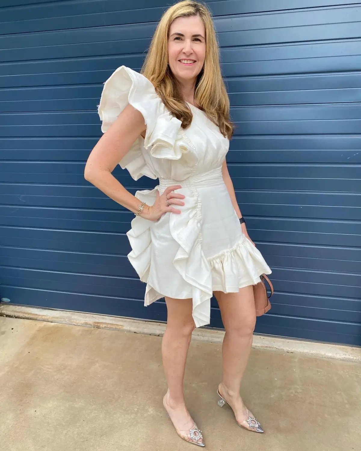 Aje White Bonjour Asymmetric Mini Dress White Size 14 photo 4