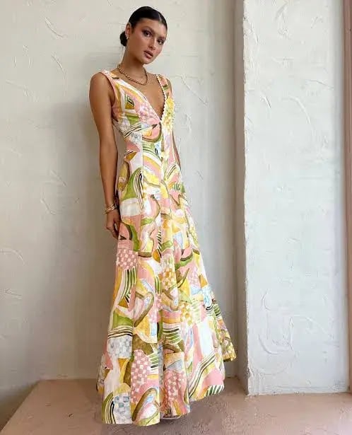 By Nicola Wavy Maxi Dress In Swirl Check SIze 10 photo 4