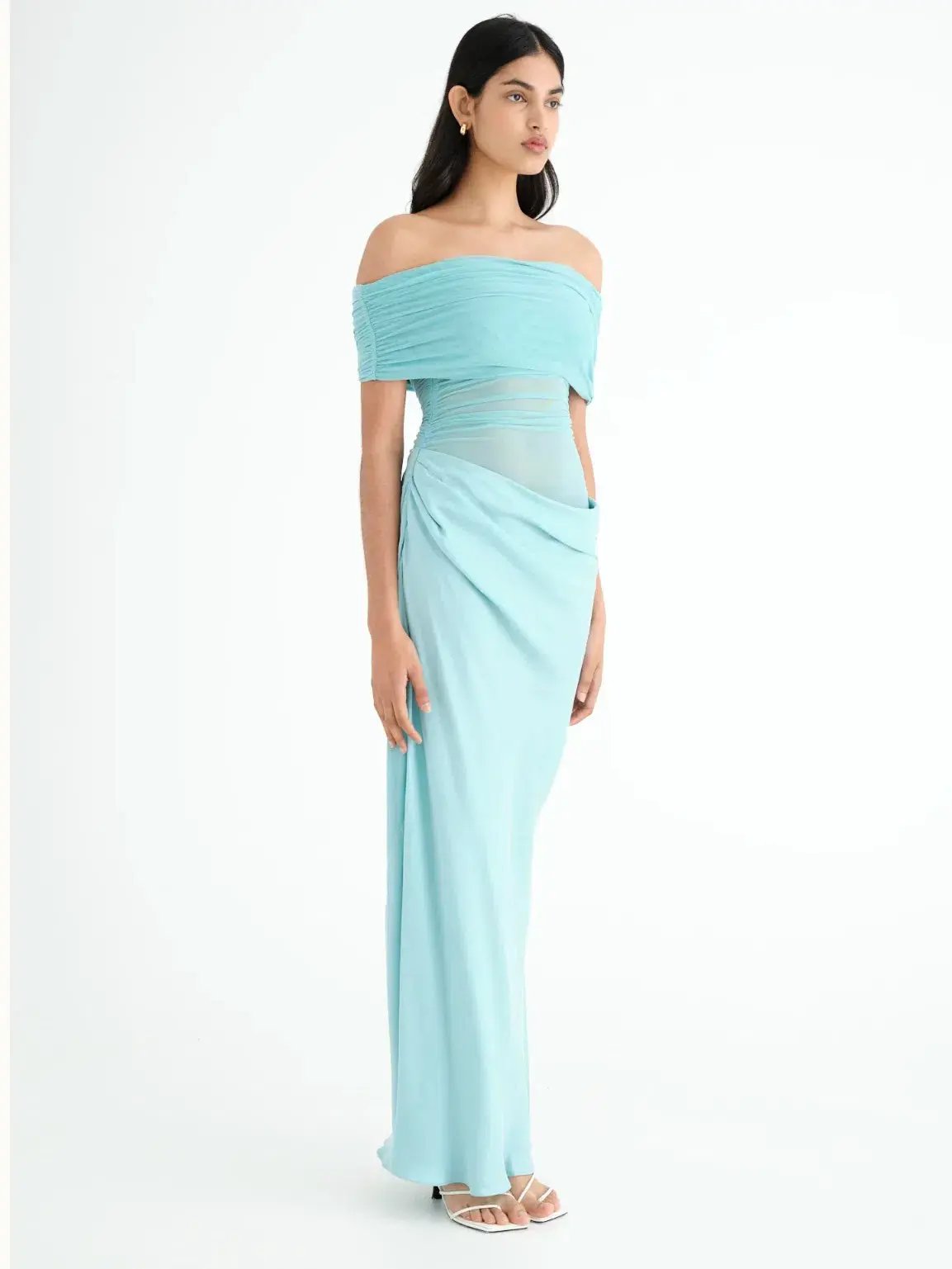 BENNI Nico Off Shoulder Maxi Dress Aquamarine Size 10 photo 2