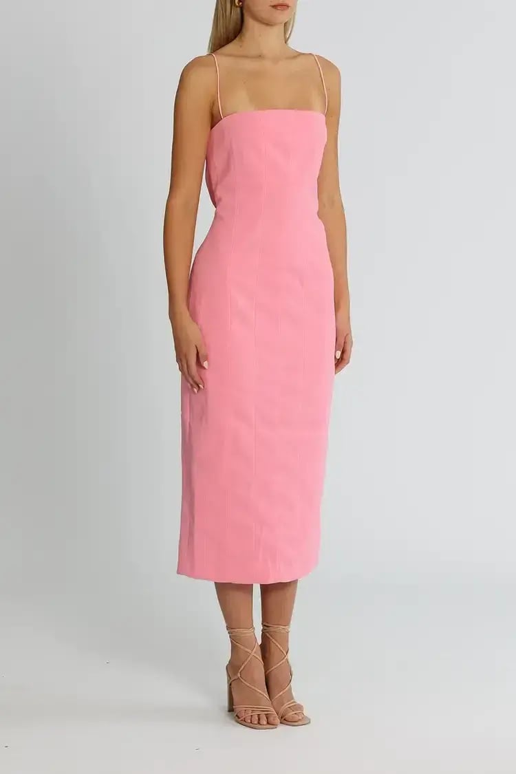 Misha Irisa Midi Dress Candy Pink Size 10/M photo 2