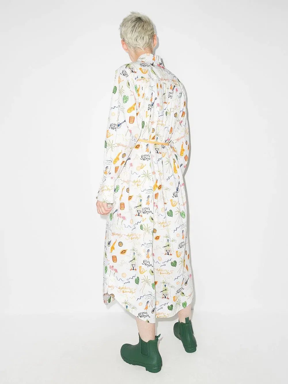 Alemais x Sam Pauletto Golden Hand Midi Shirt Dress Print Size 10 photo 3