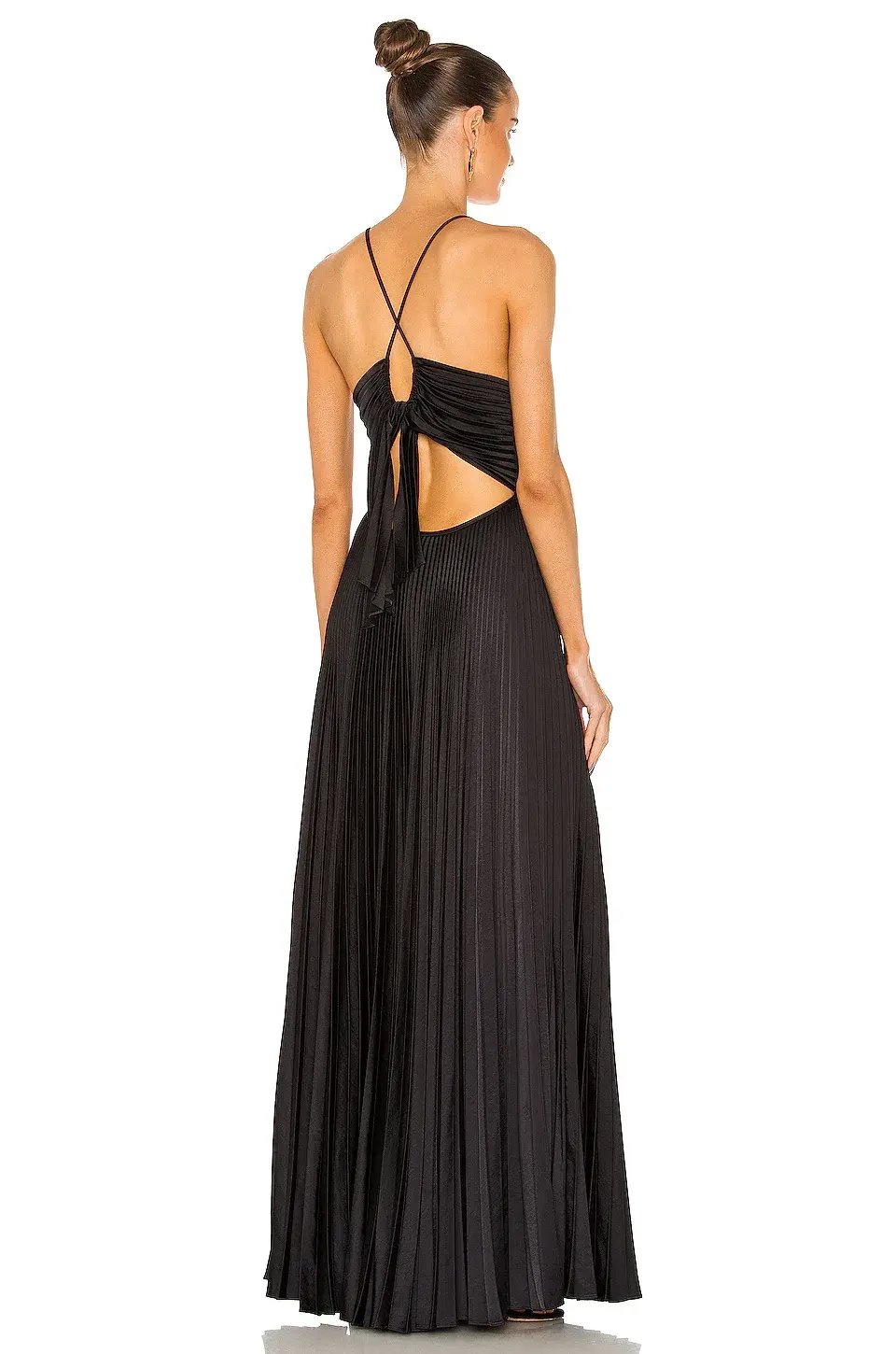 A.L.C. Aries Satin Pleated Dress Black 8 photo 3