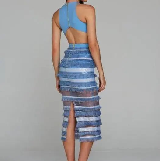 Eliya The Label Oriana Dress Blue Size 6 photo 2