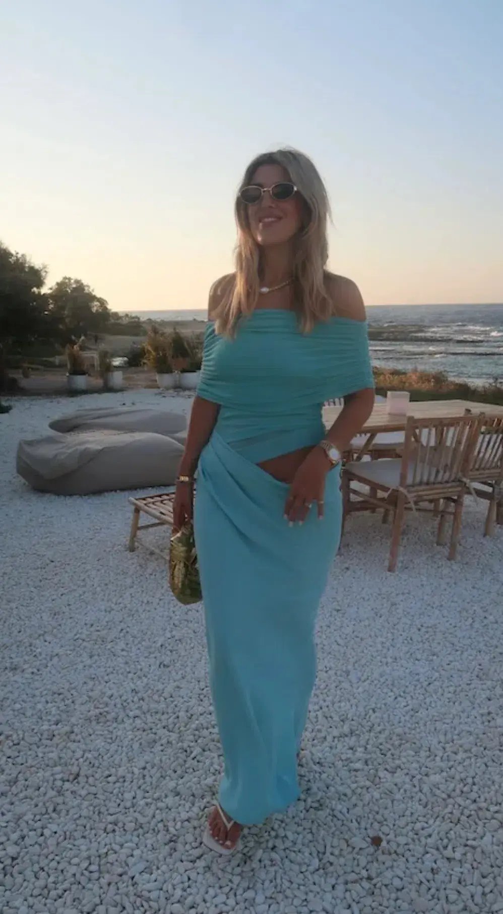 Benni Nico Off Shoulder Maxi Dress Aquamarine Size 10 photo 6