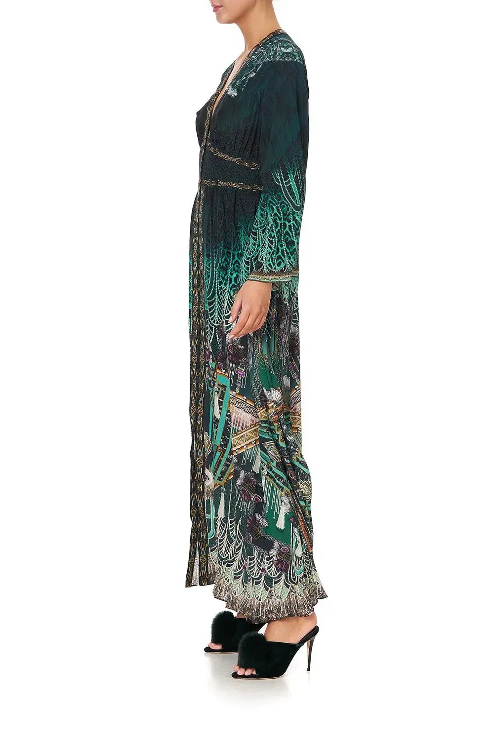 Camilla Kimono Sleeve Dress With Shirring Detail Fitzgeralds Flapper Size M photo 4