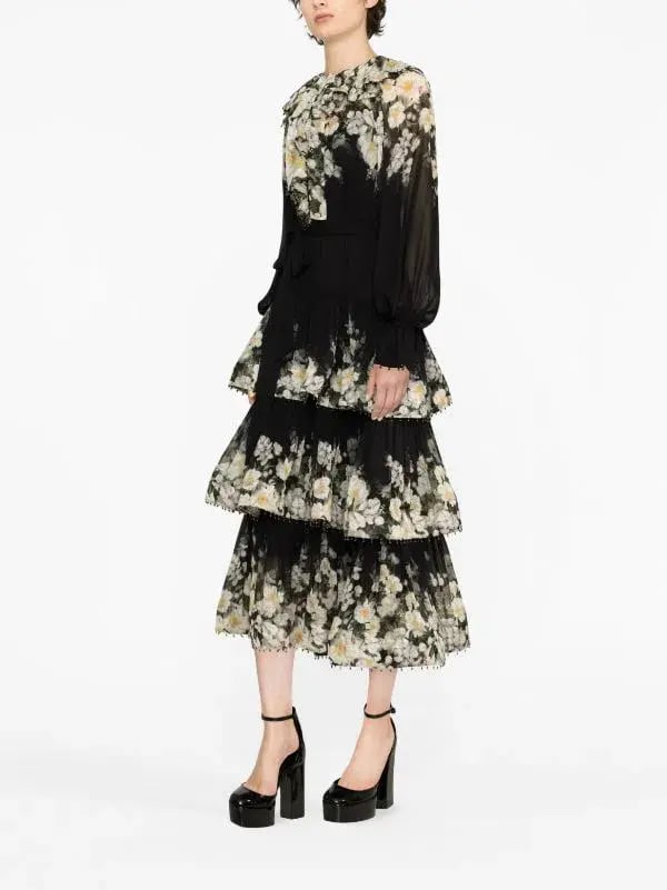 Zimmermann Coaster Tiered Midi Dress in Georgette Size 2 / AU 12 photo 2