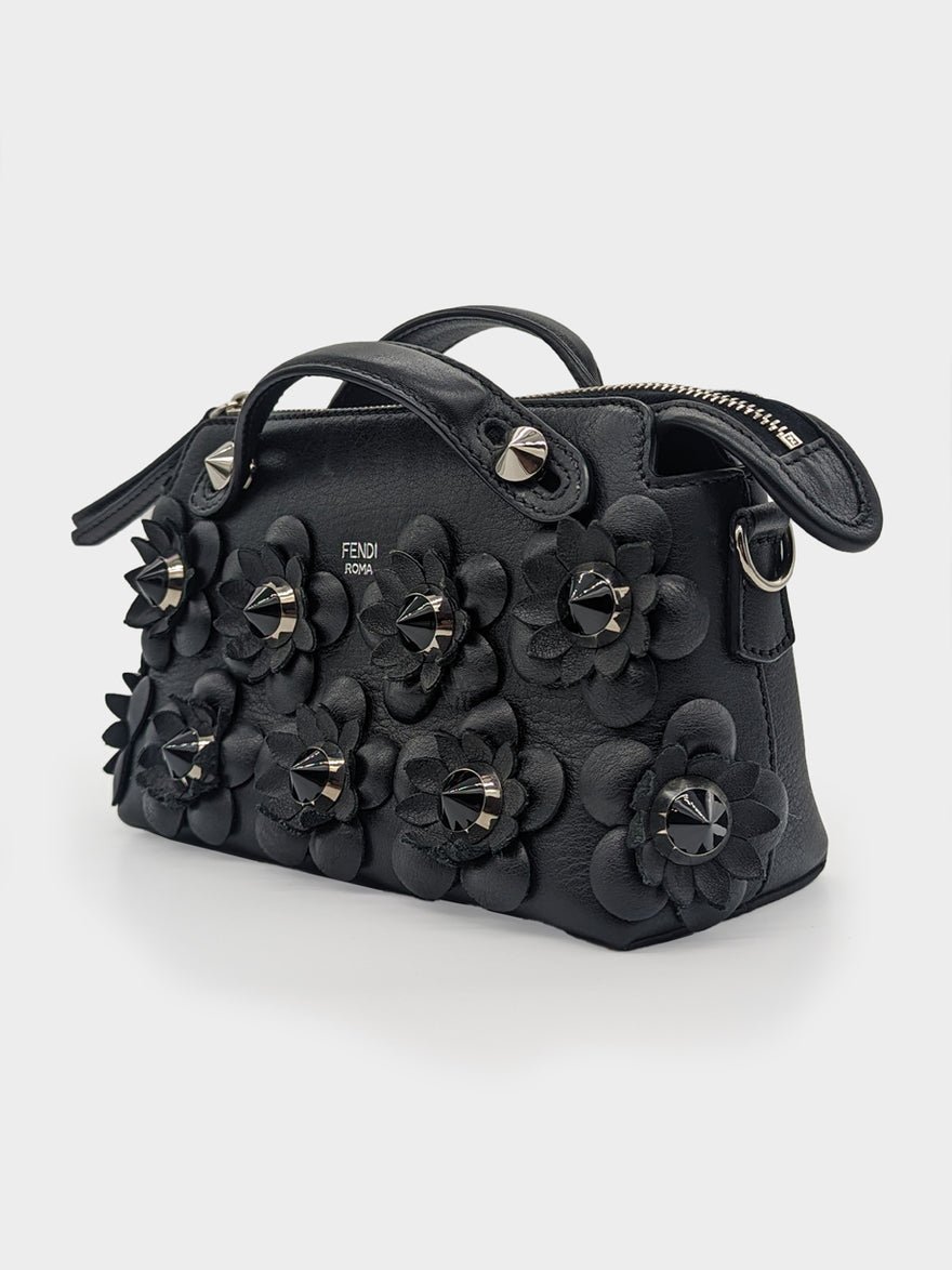 Fendi Leather Flowerland Studded By The Way Bag Black photo 3