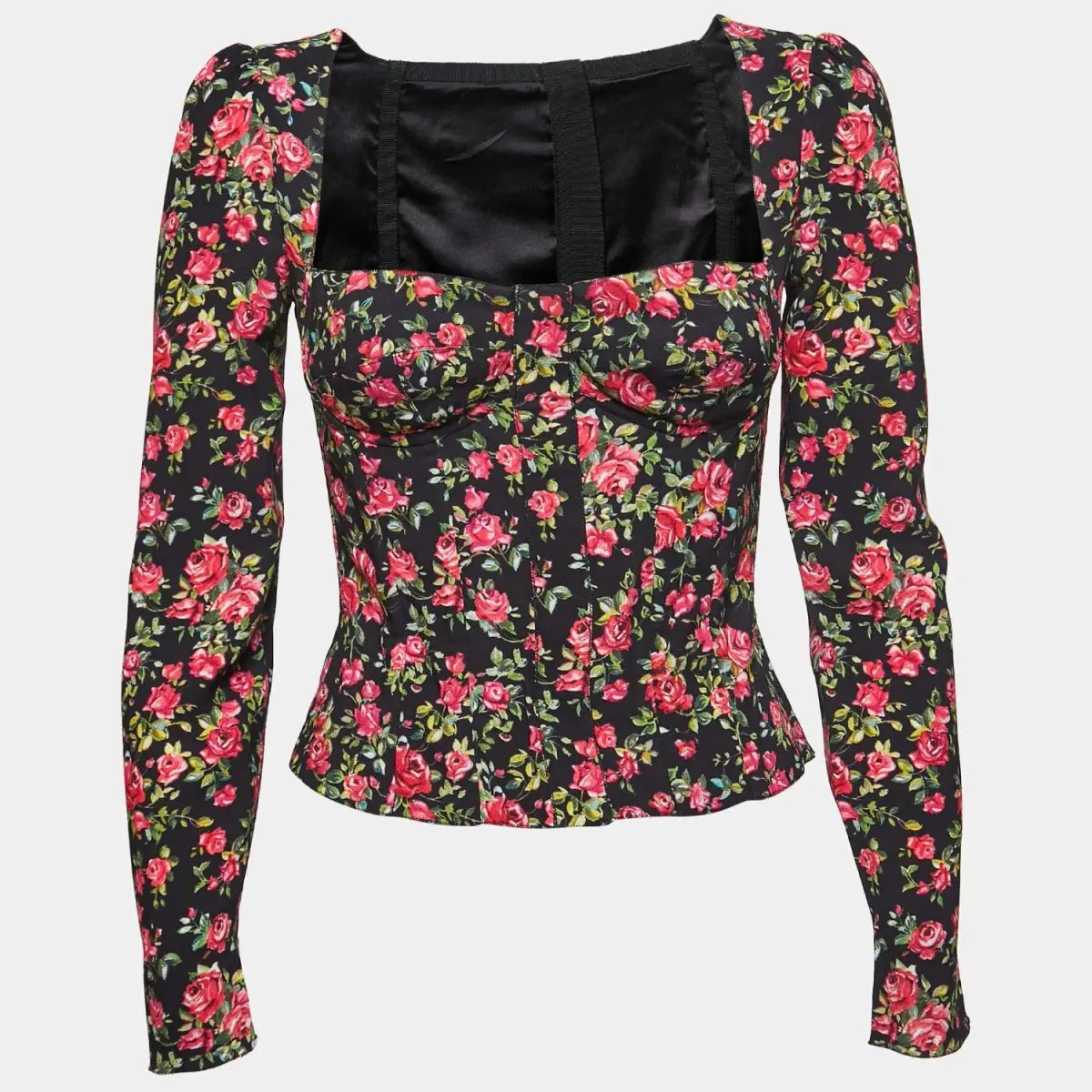 Dolce and Gabbana Long Sleeve Bustier Top Floral Size 6 photo 4