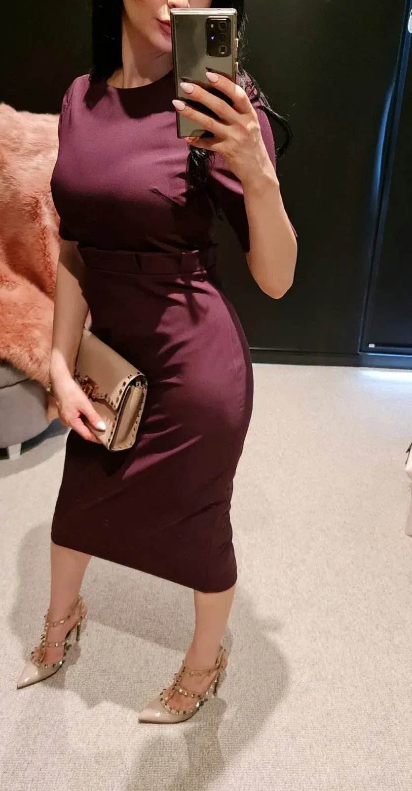 Ted Baker Midi Dress Burgundy Size 8 photo 4