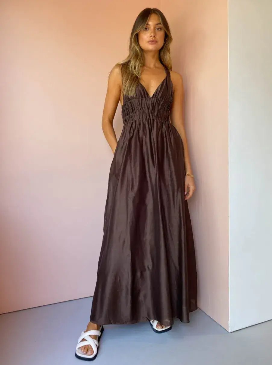 Sir the Label Anje V neck gown chocolate size 0 photo 2