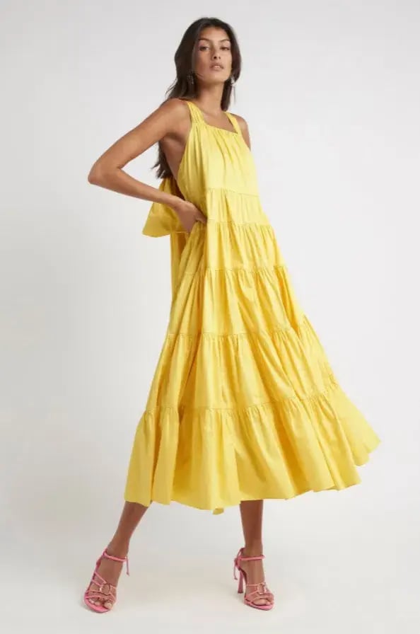 Aje Solstice Tiered Maxi Dress Yellow Size 10 photo 2