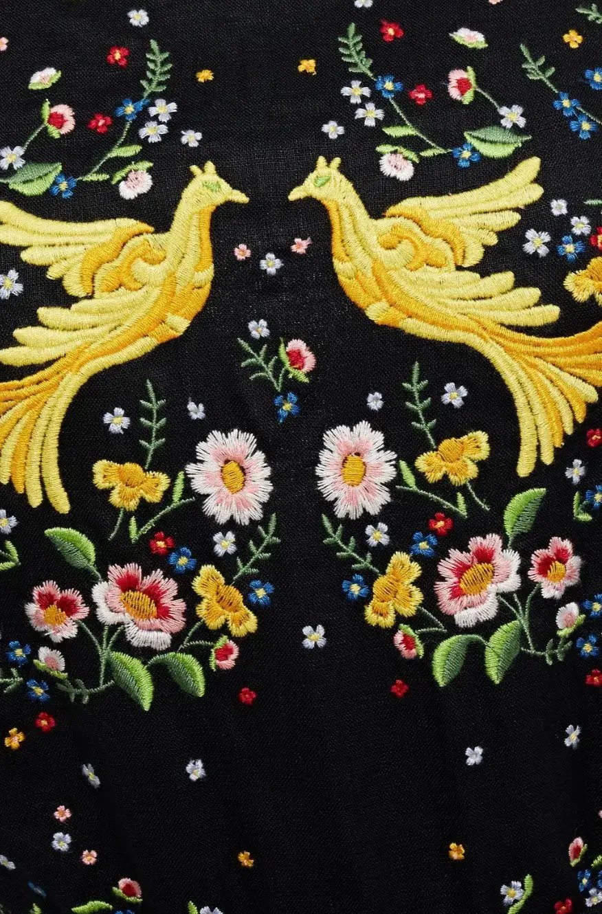 Zimmermann Carnaby Open Back Embroidered Linen Midi Dress Black Size 1 / Au 10 photo 3