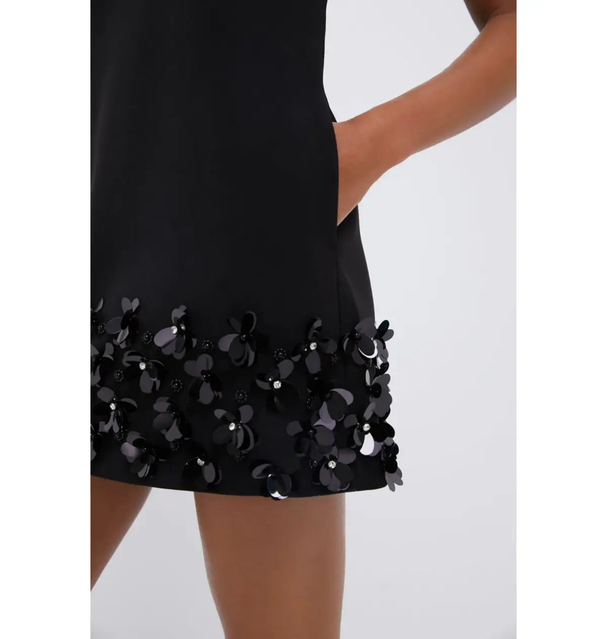 Self Potrait Black Crepe 3d Sequin Mini Dress Black Size AU 8 photo 3