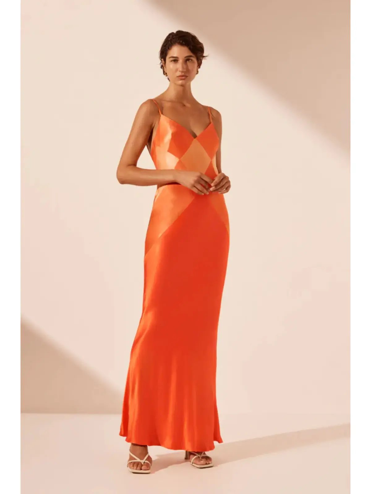 Shona Joy Mia Contrast Spliced Maxi Dress Red Orange/Hibiscus Size AU 10 photo 2