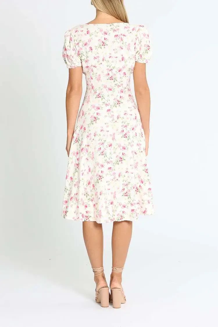 Polo Ralph Lauren Midi Dress Linen Floral Sweet Pea Garden Party Size 0/AU 4 photo 2