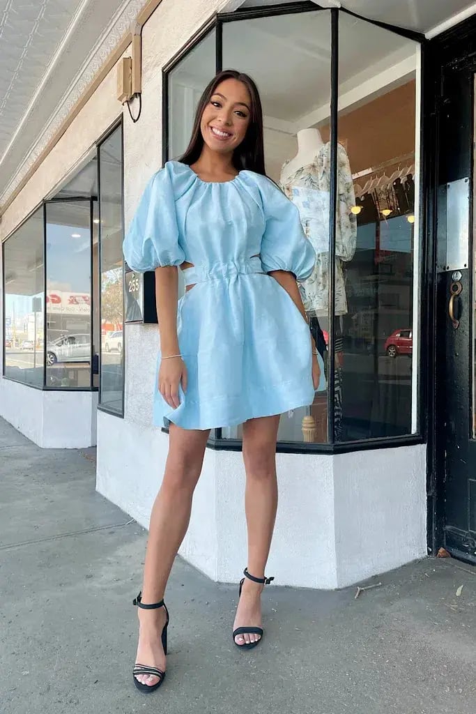 Aje Psychedelia Cut Out Mini Dress in Pale Blue Size 4 photo 2