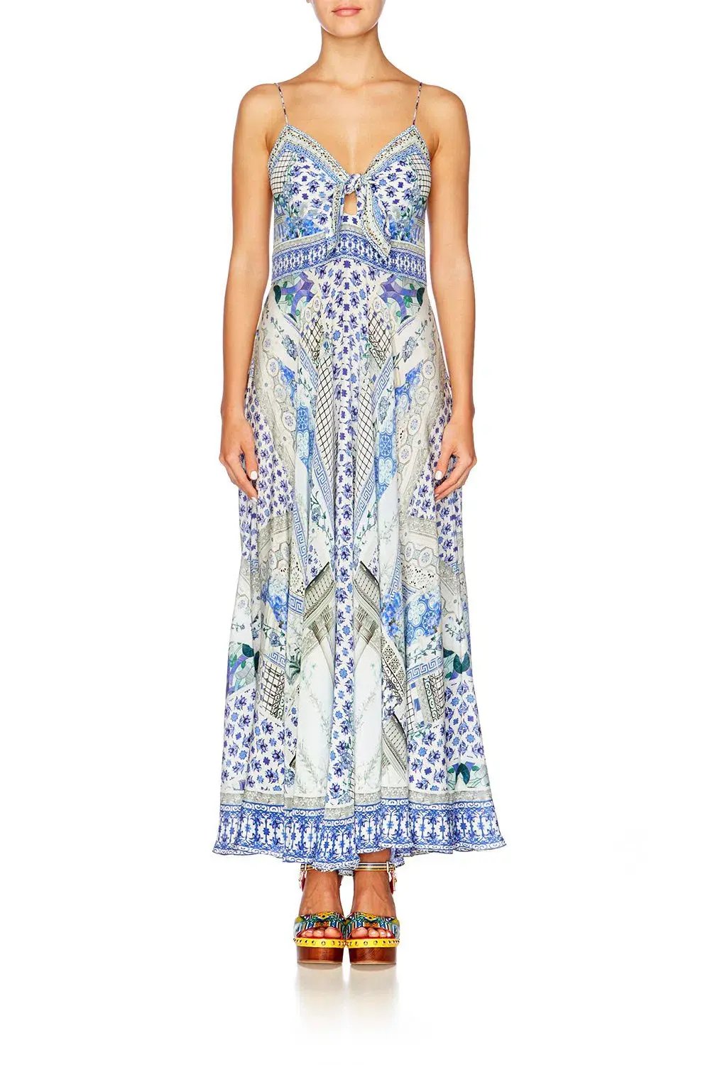 Camilla Salvador Summer Tie Front Long Dress Print Size M / AU 12 photo 2