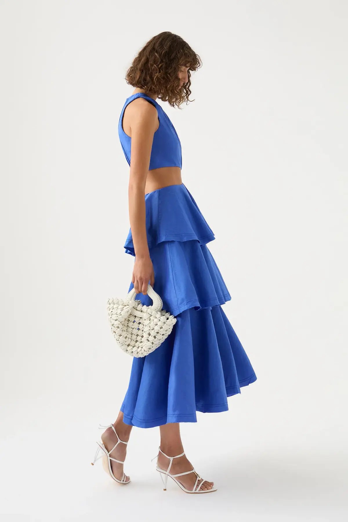 Aje Wave Cut Out Ring Midi Dress Blue Size AU 6 photo 2