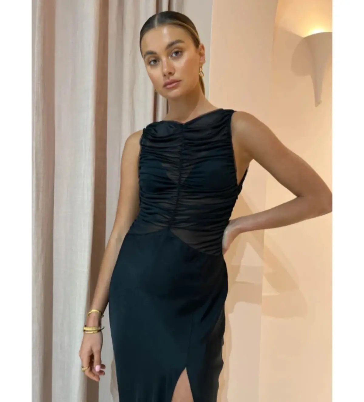 Bec & Bridge Naomi Split Maxi Dress Black Size AU 6 photo 5