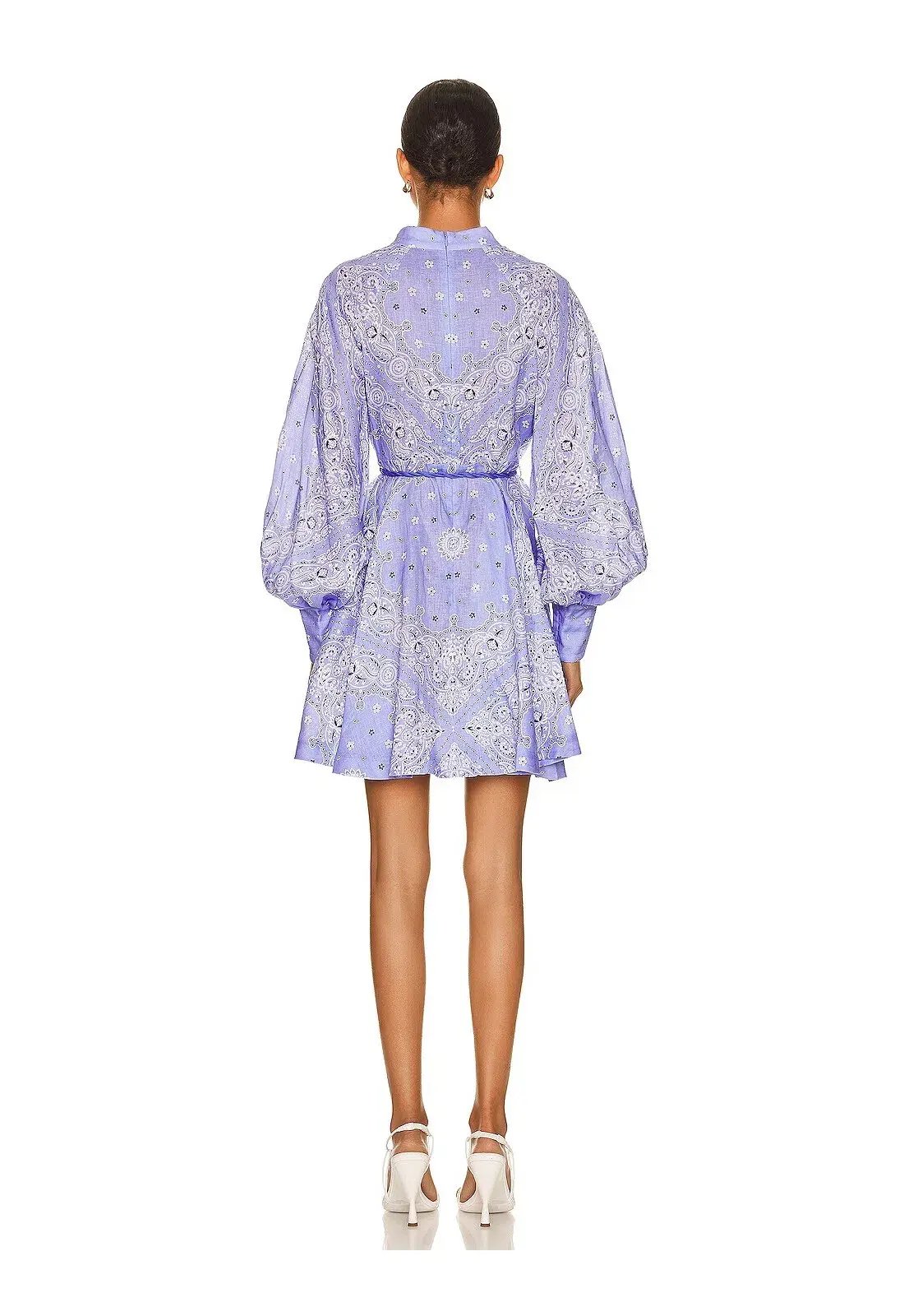 Zimmermann Violet Button Up Mini Dress Cornflower Bandana Size 1 / Au 10 photo 2