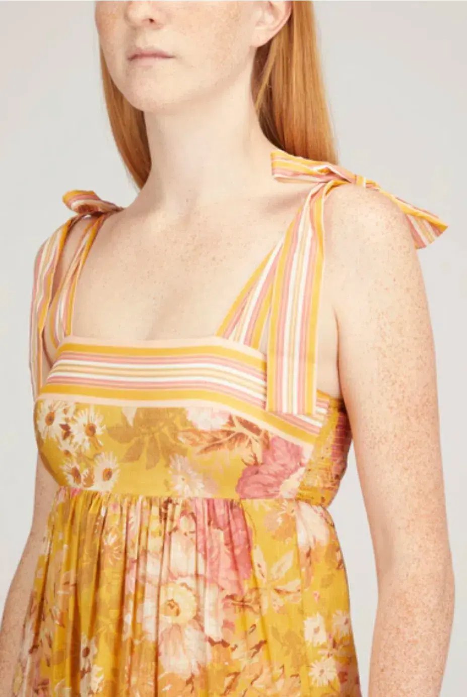 Zimmermann Pattie Tie Shoulder Dress Yellow / Mustard Floral Size 3 / AU 14 photo 3