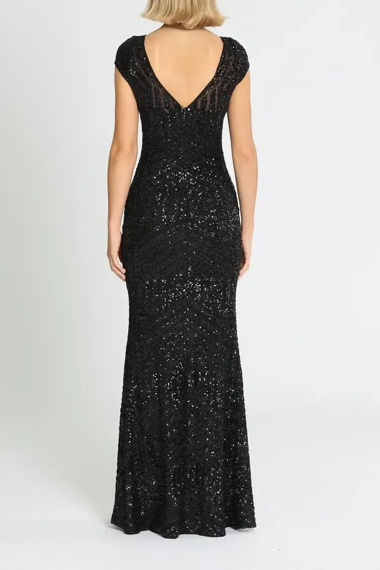 Langhem Ida Sequin Gown Black Size AU 16 photo 3