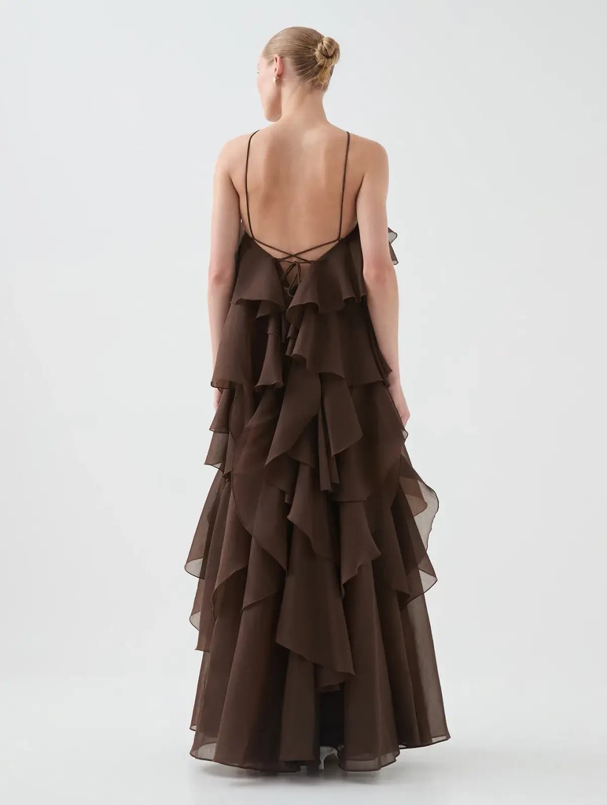 Aje Pandorea Layered Maxi Dress in Carob Brown Size AU 10 photo 3