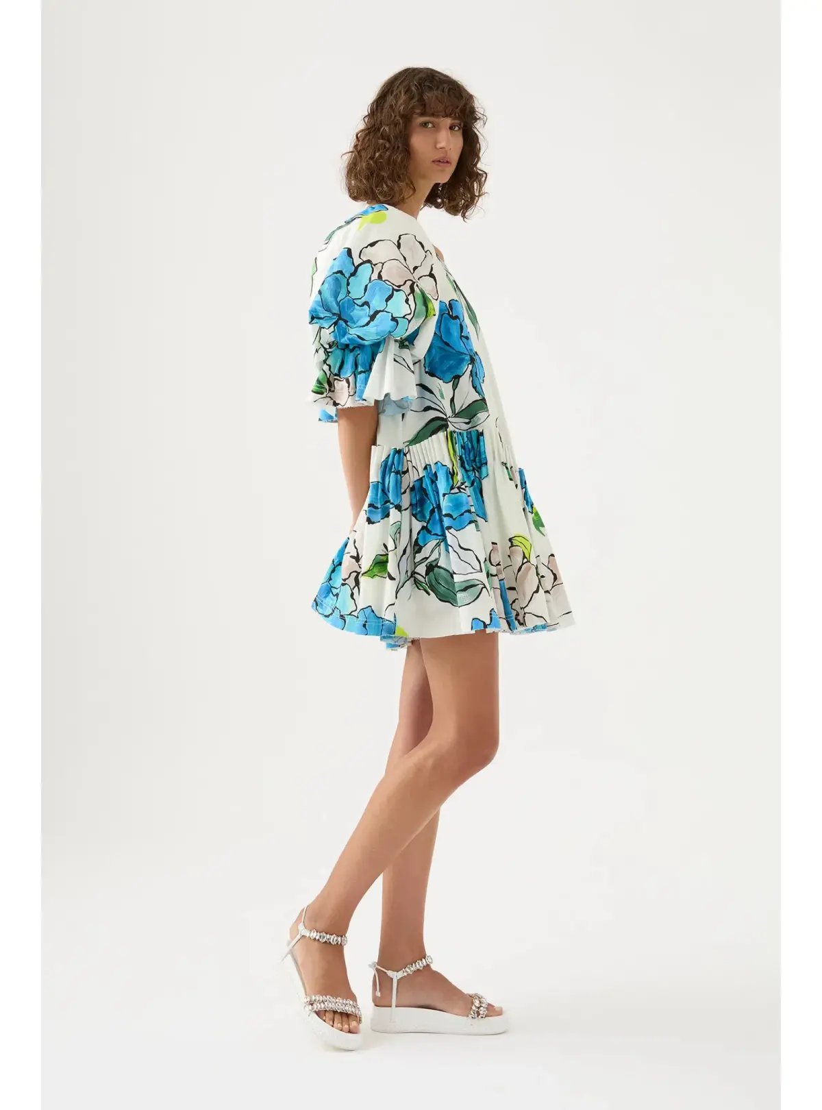Aje Cy Off Shoulder Smock Mini Dress Cool Camelia Floral Print Size AU 8 photo 2