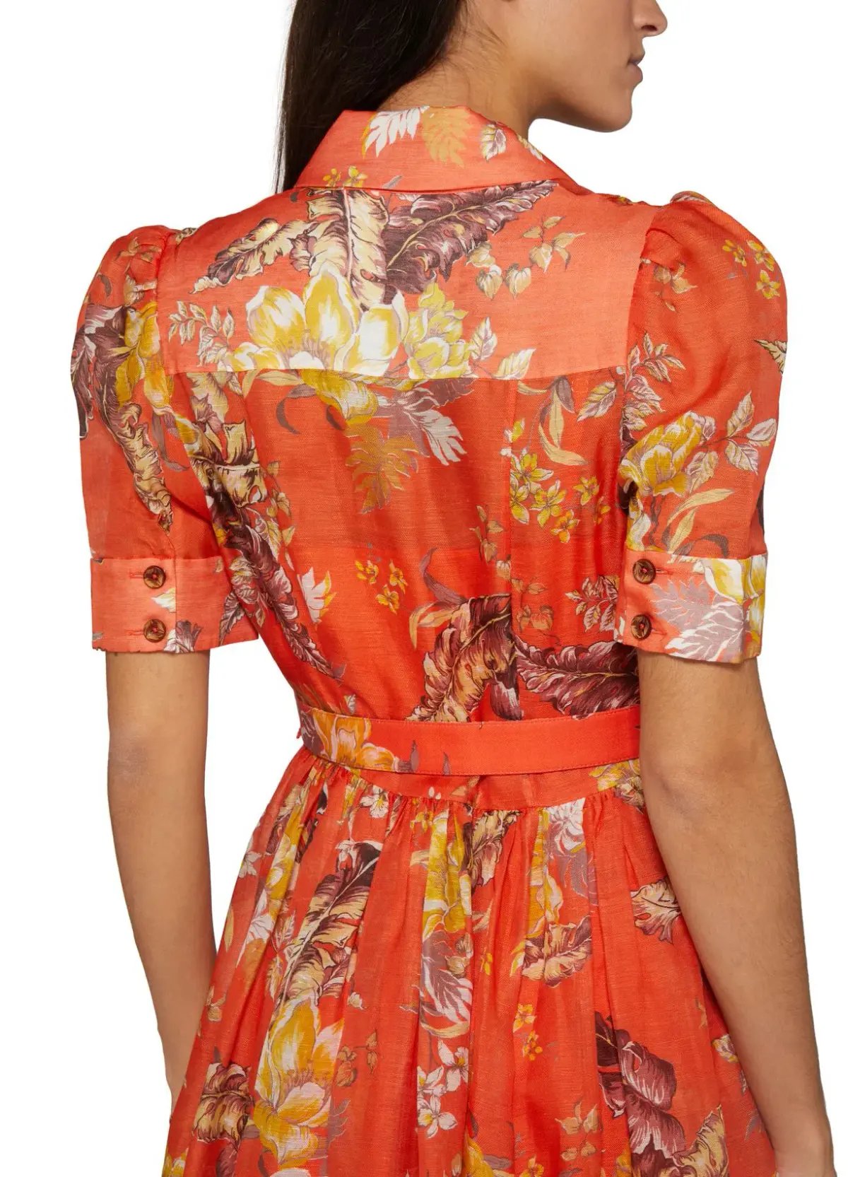 Zimmermann Matchmaker Midi Shirt Dress Red Tropical Floral Size 2 / AU 12 photo 2