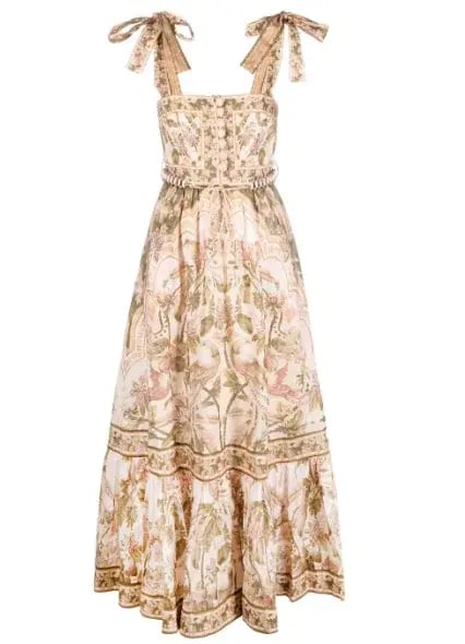 Zimmermann Lyre Picnic Dress in Khaki Palm Size 2/ AU 12 photo 6