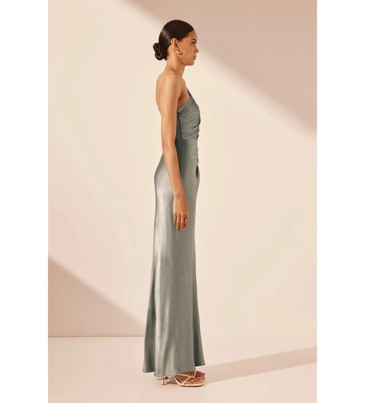 Shona Joy La Lune Gathered Maxi Dress in Sage Size 14 photo 3