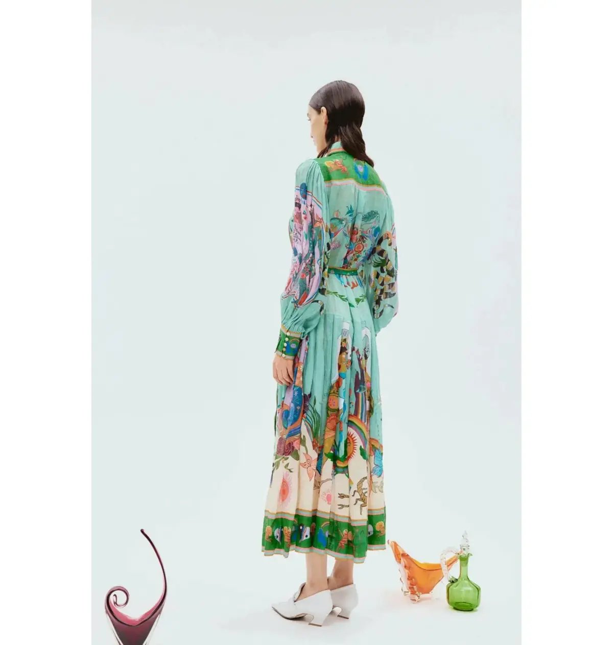 Alemais Evergreen Shirtdress Green Print Size AU 6 photo 2