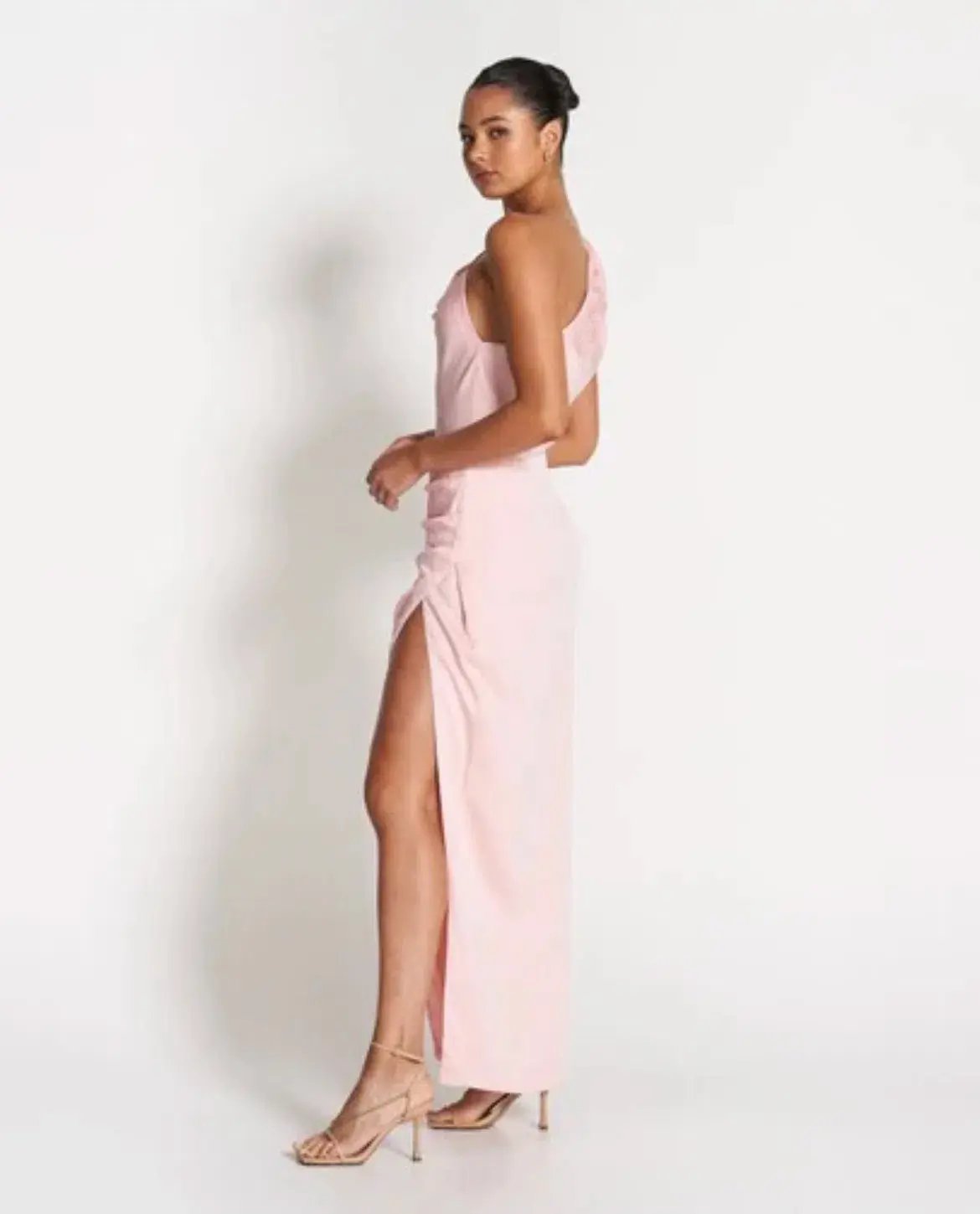 Sofia The Label May Draped One Shoulder Gown In Baby Pink Size 10 photo 3